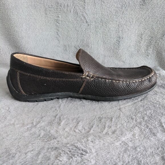 ECCO Driving Slip On Loafers Shoes Men\'s 9-9.5 Brown Pebble Leather Moccasins main image 4